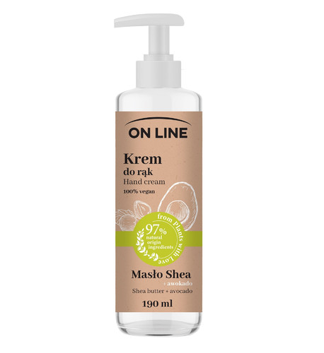 On Line From Plants With Love Hand Cream Shea Butter + Avocado Vegan 97% Natural 190ml