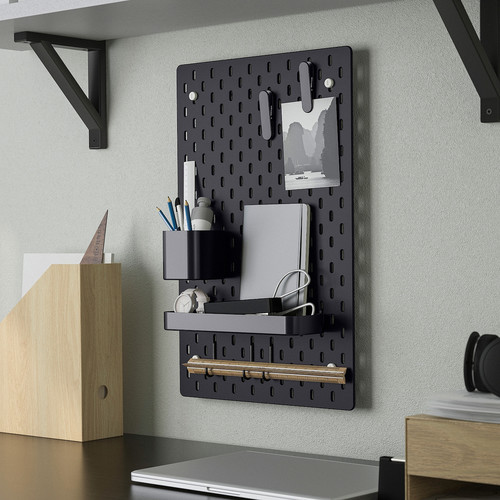 SKÅDIS Pegboard combination, black, 36x56 cm