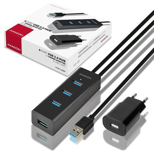 AXAGON Charging Hub HUE-S2BP 4x USB, 1.2m Cable, MicroUSB Charging