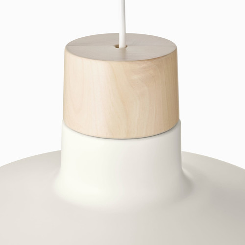 BUNKEFLO Pendant lamp, white/birch, 36 cm