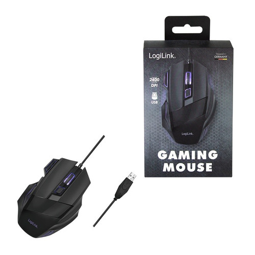 LogiLink Optical Wired Gaming Mouse USB 2400DPI, black