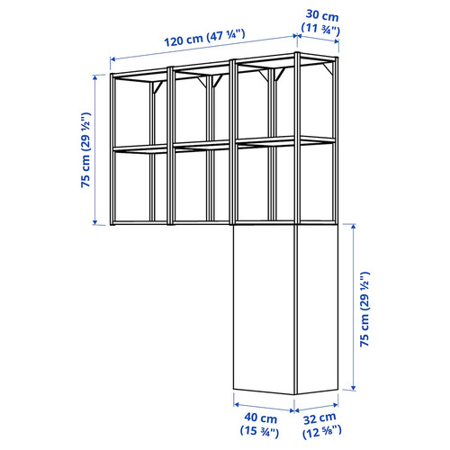 ENHET Storage combination, white, 120x32x150 cm