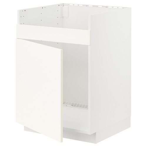 METOD Base cab f HAVSEN single bowl sink, white/Vallstena white, 60x60 cm