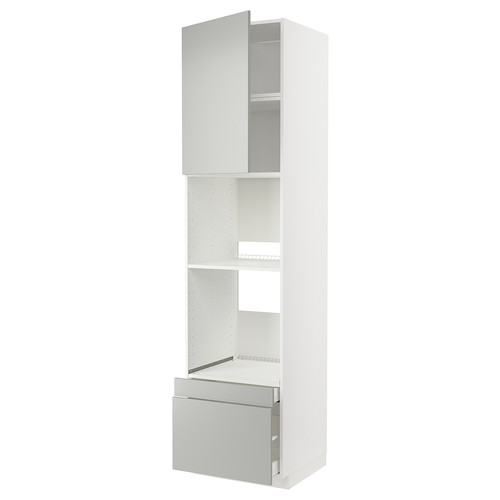 METOD / MAXIMERA Hi cab f ov/combi ov w dr/2 drwrs, white/Havstorp light grey, 60x60x240 cm