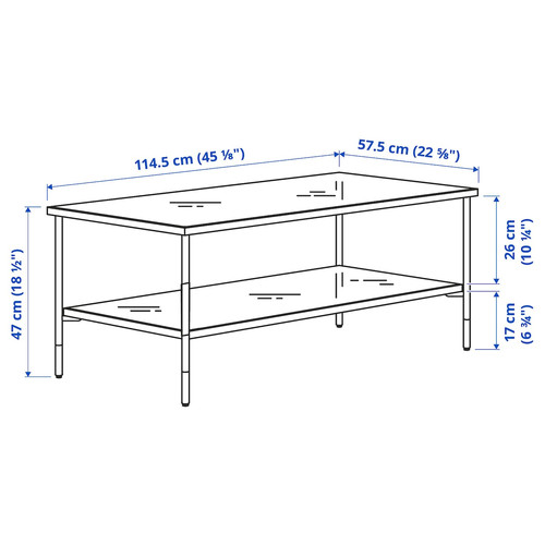 ÄSPERÖD Coffee table, black, glass black, 115x58 cm