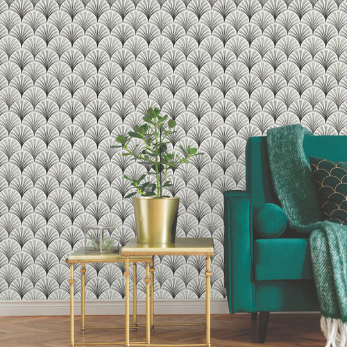 GoodHome Vinyl Wallpaper on Fleece Nenad, light grey