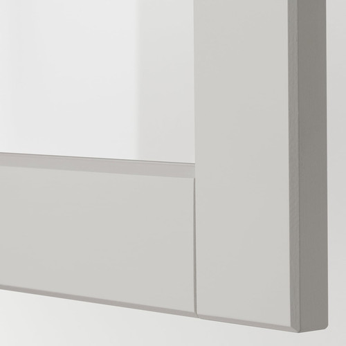 METOD Wall cabinet w shelves/2 glass drs, white/Lerhyttan light grey, 60x100 cm