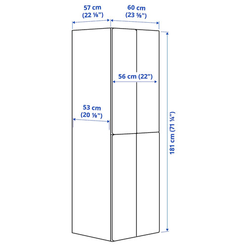 SMÅSTAD / PLATSA Wardrobe, 60x57x181 cm