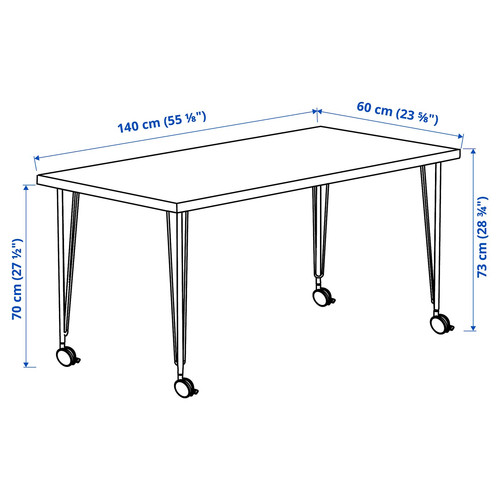 LAGKAPTEN / KRILLE Desk, white stained oak effect black, 140x60 cm