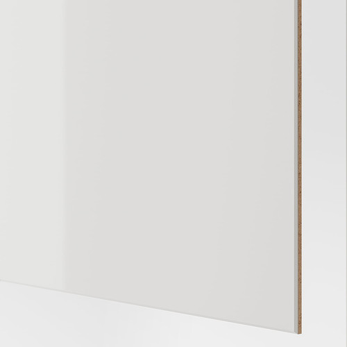 HOKKSUND Pair of sliding doors, high-gloss light grey, 200x236 cm