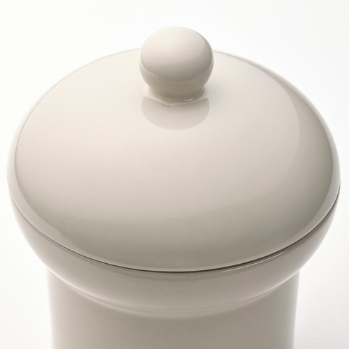 SPINNARHAJ Jar with lid, off-white, 13 cm