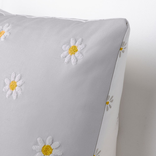 NATTSLÄNDA Cushion cover, floral pattern grey/white, 50x50 cm