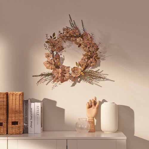 SMYCKA Artificial wreath, indoor/outdoor/dried brown, 45 cm