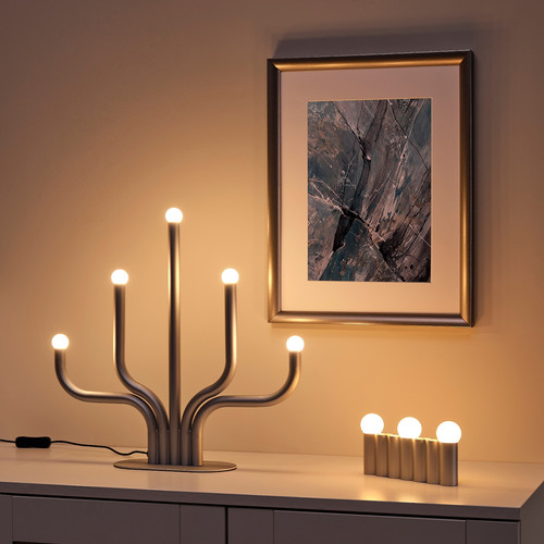 FRÖJDA LED table decoration, silver-colour, 40 cm