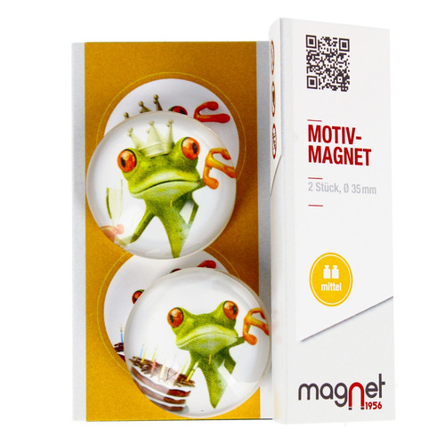 Glass Motiv Magnet 3.5cm 2pcs Frogs Comic