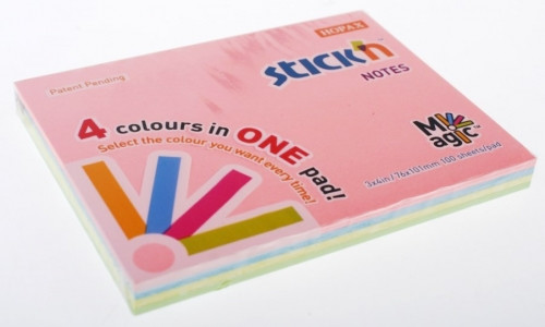 Sticky Notes 4 Colours 100 Sheets 75x101mm