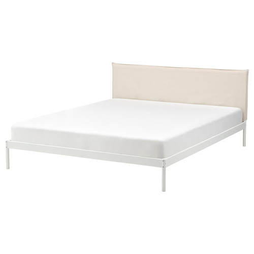 KLEPPSTAD Bed frame, white/Vissle beige, 140x200 cm