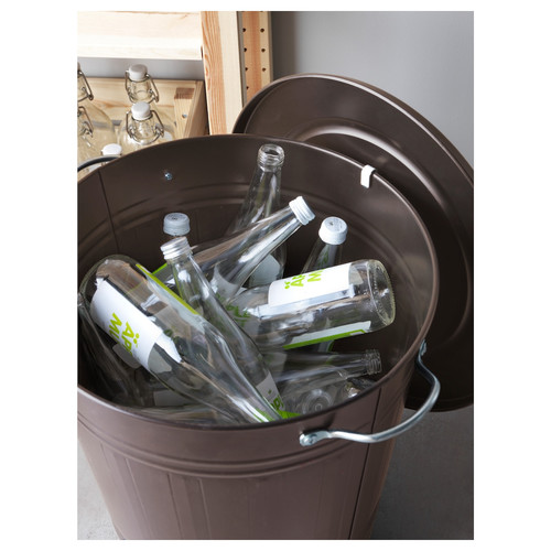 KNODD Bin with lid, grey, 40 l