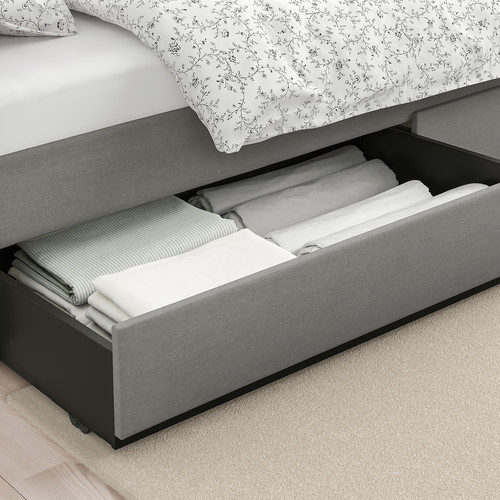 HAUGA Upholstered bed storage box, Vissle grey, 200 cm