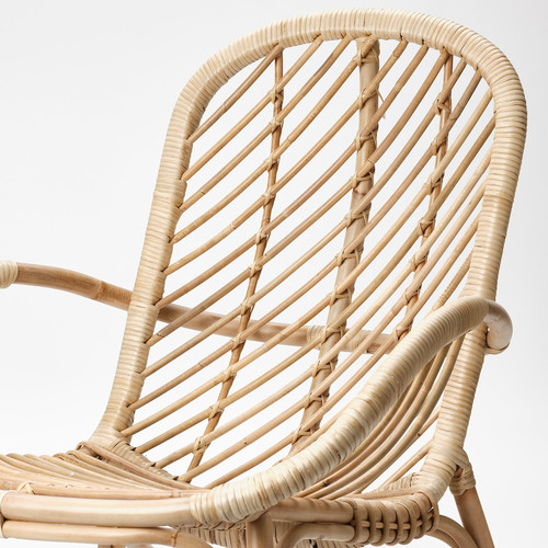 BROBOCK / BJÖRKTRAST Armchair with cushion, rattan white/black