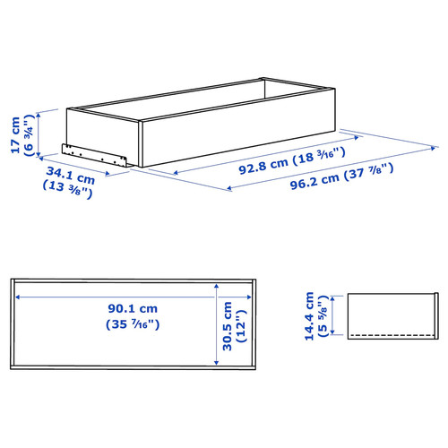 KOMPLEMENT Drawer, white stained oak effect, 100x35 cm