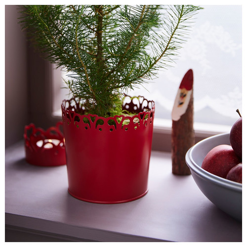 VINTERFINT Plant pot, dark red, 12 cm