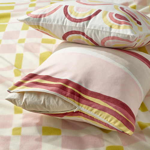 SVARTFIBBLA Throw, pale pink/light yellow, 120x160 cm