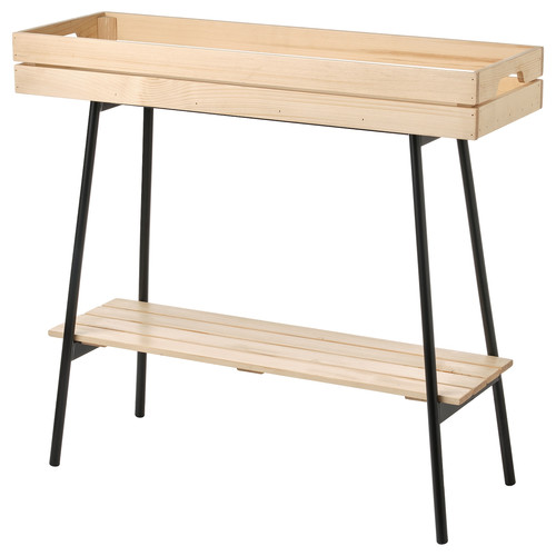 VANILJSTÅNG Plant stand, pine/black, 27x67 cm