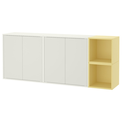 EKET Wall-mounted cabinet combination, white/pale yellow, 175x35x70 cm