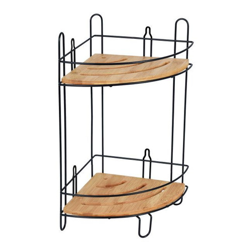 Bisk Bathroom Double Corner Shelf Umbra Plus, bamboo/black