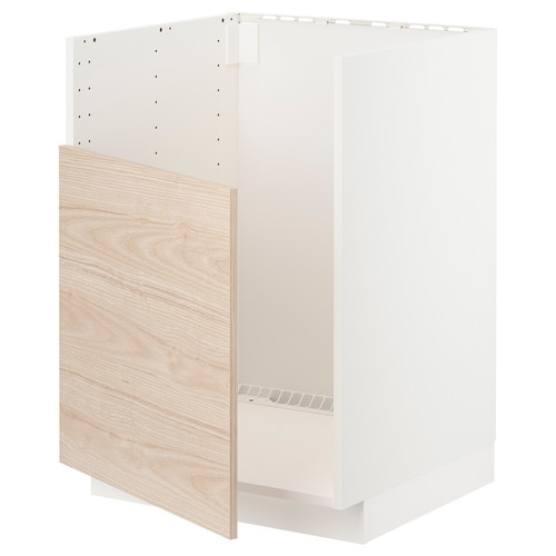 METOD Base cabinet f BREDSJÖN sink, white/Askersund light ash effect, 60x60 cm