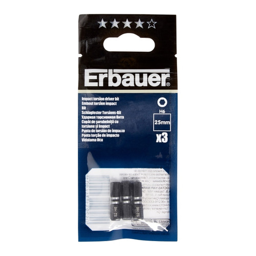 Erbauer Impact Bits 25 mm H6, 3 pack