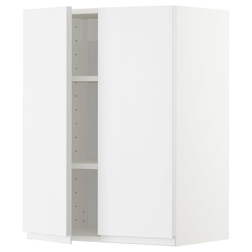 METOD Wall cabinet with shelves/2 doors, white/Voxtorp high-gloss/white, 60x80 cm