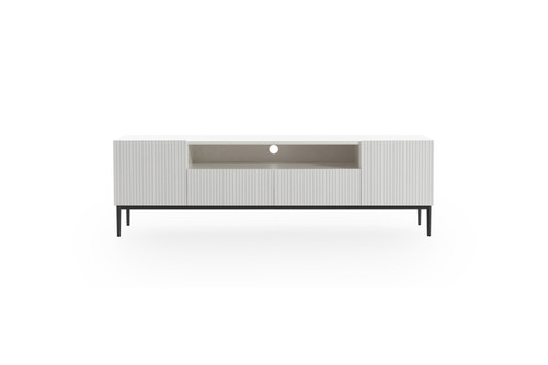 TV Cabinet Nicole 200 cm, matt white, black legs