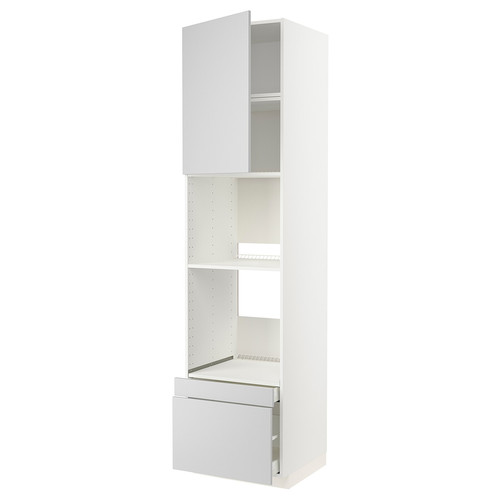 METOD / MAXIMERA Hi cab f ov/combi ov w dr/2 drwrs, white/Veddinge grey, 60x60x240 cm