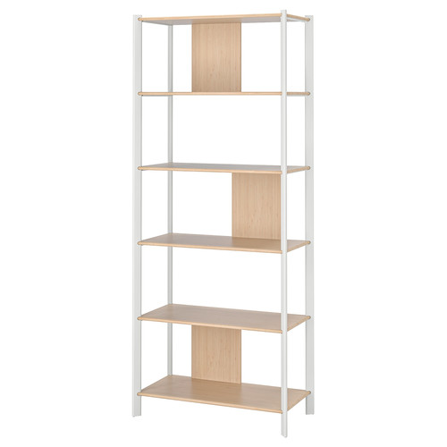 JÄTTESTA Shelving unit, white/light bamboo, 80x195 cm