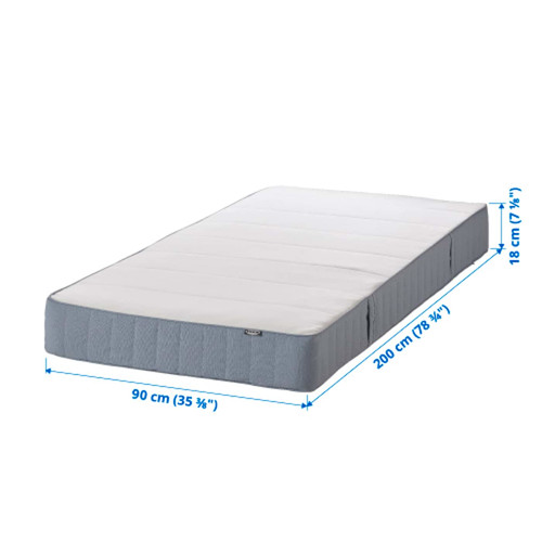 VESTMARKA Spring mattress, medium firm/light blue, 90x200 cm