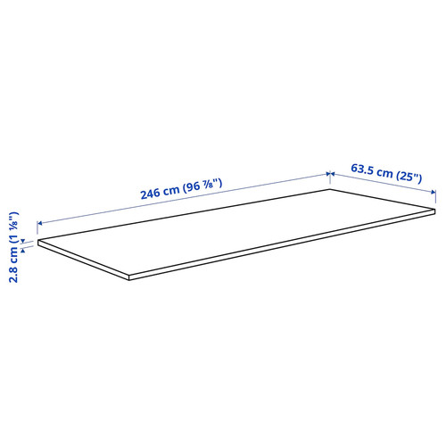 EKBACKEN Worktop, white marble effect, laminate, 246x2.8 cm