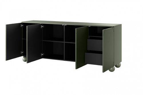 Cabinet Sonatia II 200 cm, with 2 internal drawers, olive