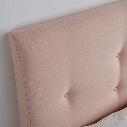 IDANÄS Upholstered storage bed, Gunnared pale pink, 160x200 cm