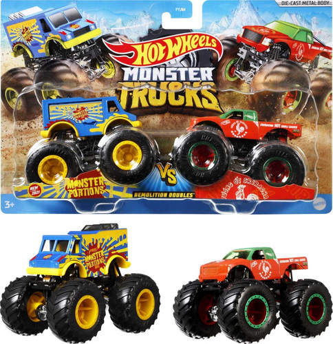 Hot Wheels Monster Trucks Vehicle 2-pack 1:64 FYJ64, 1pc, assorted colours, 3+