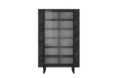 High Display Cabinet Verica 120 cm, charcoal, black legs