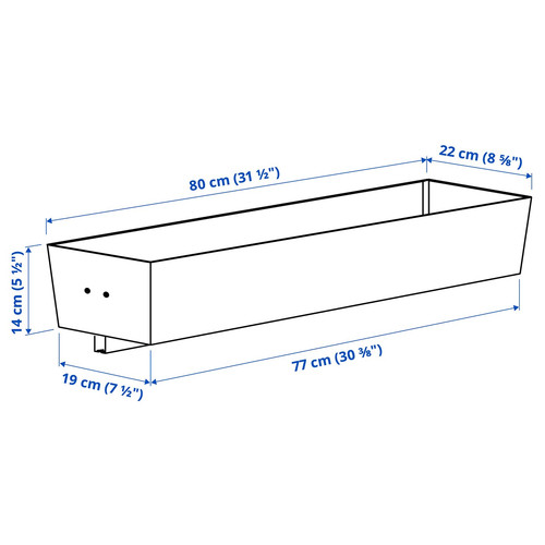 MITTZON Container f frame w castors, white, 80x14 cm