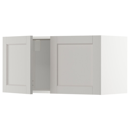 METOD Wall cabinet with 2 doors, white/Lerhyttan light grey, 80x40 cm