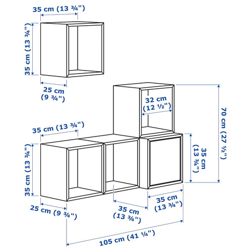 EKET Wall-mounted cabinet combination, dark grey, 105x35x120 cm