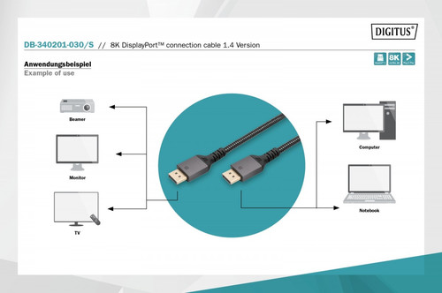Digitus Connection Cable UHD DP/DP DB-340201-030-S