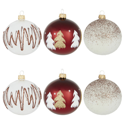 Christmas Glass Baubles Set Highland Lodge 6pcs