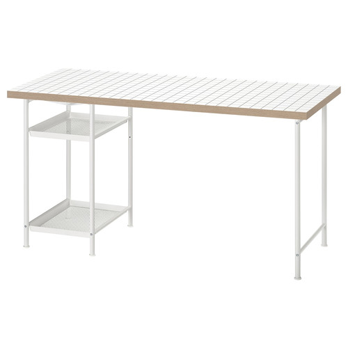 LAGKAPTEN / SPÄND Desk, white/anthracite, 140x60 cm