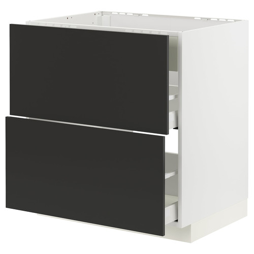 METOD / MAXIMERA Base cab f hob/int extractor w drw, white/Nickebo matt anthracite, 80x60 cm