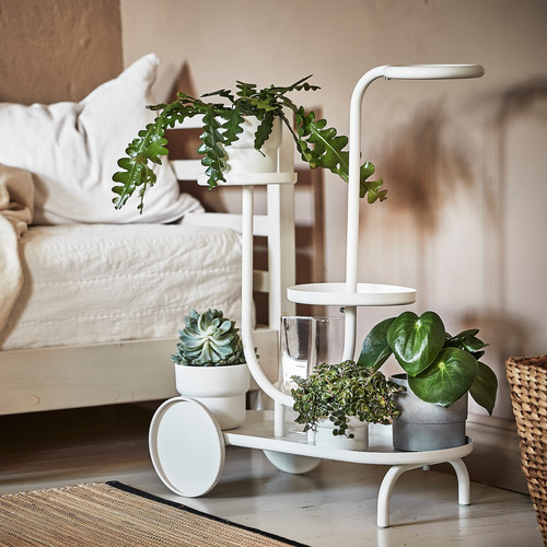 CHILISTRÅN Plant stand with wheels, white, 75 cm